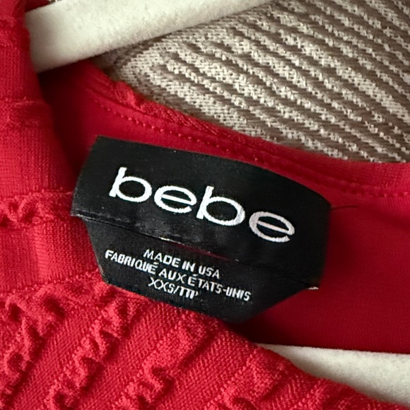 Bebe Wave Textured Dress, Haute Red, XXS - Picture 7 of 8